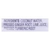 C2o - Pure Coconut Water - Ginger Lime And Tumeric - Case Of 12 - 17.5 Fl Oz.
