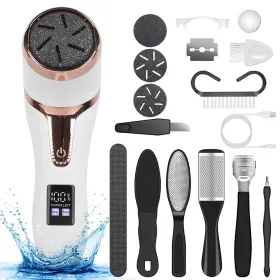 17Pcs Electric Foot Callus Remover With Vacuum Foot Grinder Rechargeable Foot File Dead Skin Pedicure Machine (Option: White)