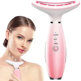 Neck Face Massager, Skin Care Face Massage Tool, 3-in-1 Facial Massager, Face Sculpting Tool With Thermals, Vibration (Color: Pink)