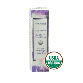 FACE SERUM for Sensitive Skin - Organic Vegan Rosehip Chamomile (Lid: Dropper)