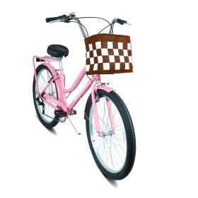 26 Inch 7-Speed City Commuter Bike With Lock & Detachable Basket High-Tensile Steel Frame, Lightweight Alloy Wheels & V-Brakes Multiple Colors For Urb (Option: PINKWHITE)